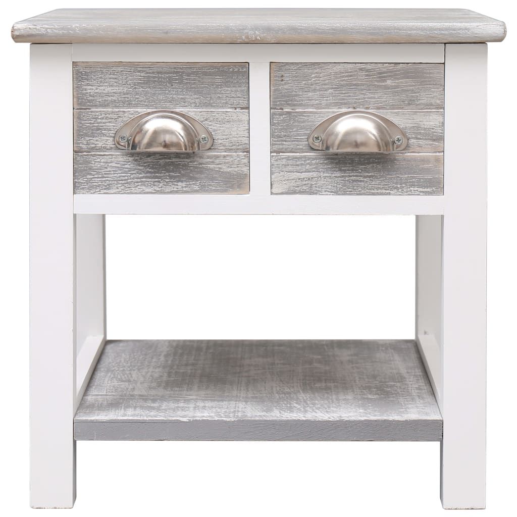 Tavolino Laterale Grigio 40x40x40 cm in Legno di Paulownia vidaXL