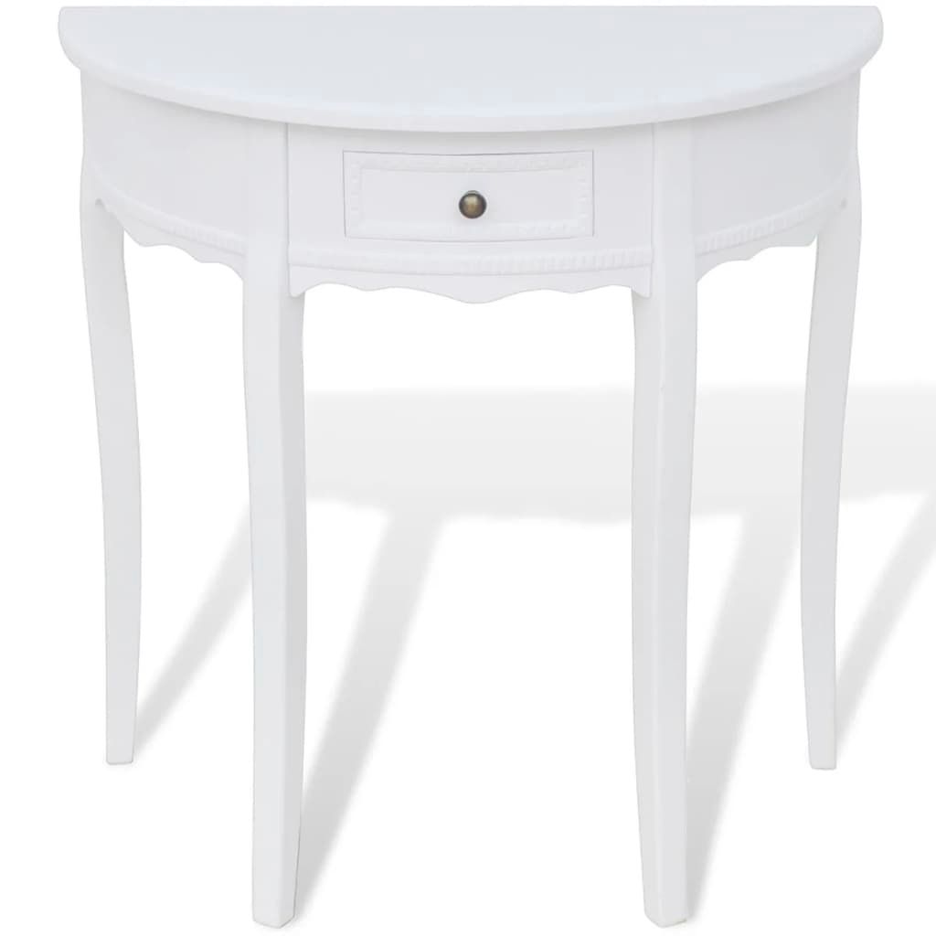 Tavolo Consolle con Cassetto Semicircolare Bianco vidaXL