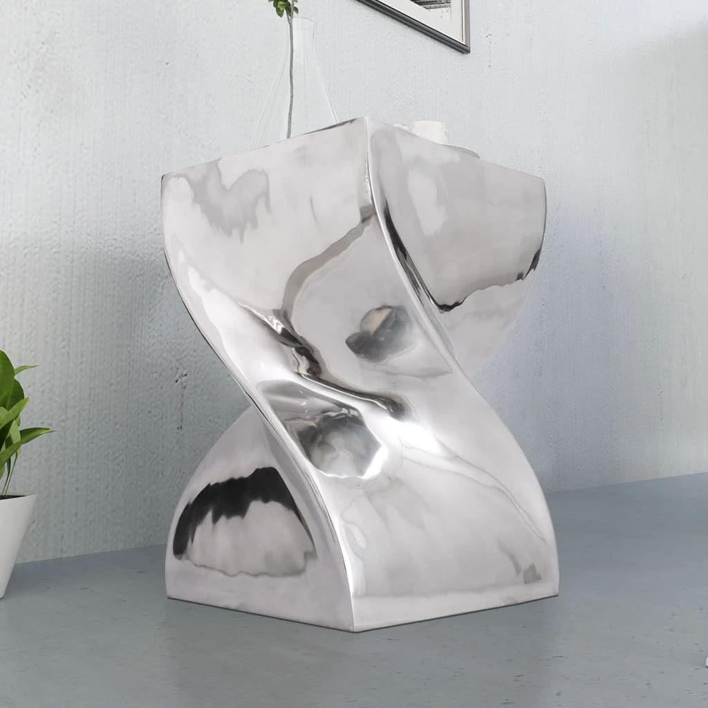 Sgabello/Tavolino Forma Attorcigliata in Alluminio Argentato vidaXL
