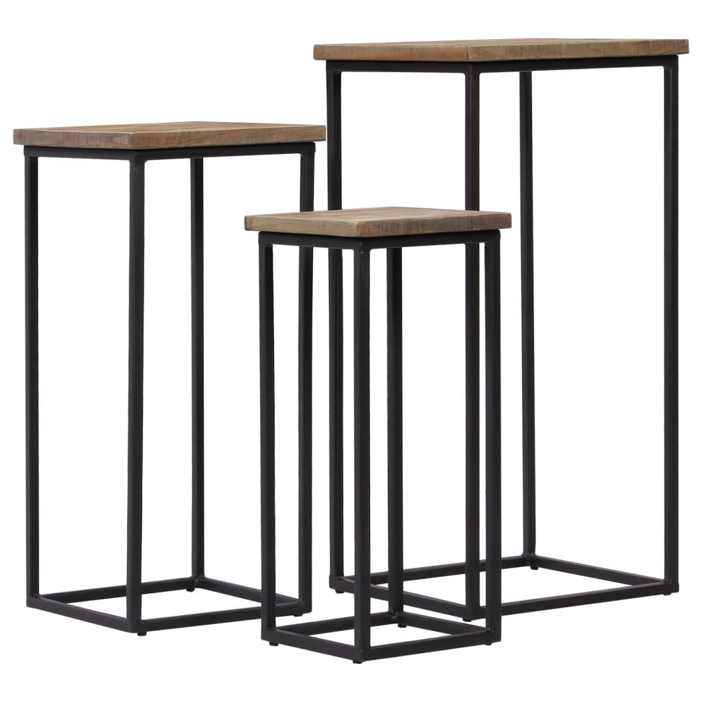 Set Tavolini per Piante 3 pz in Legno di Teak Recuperato vidaXL
