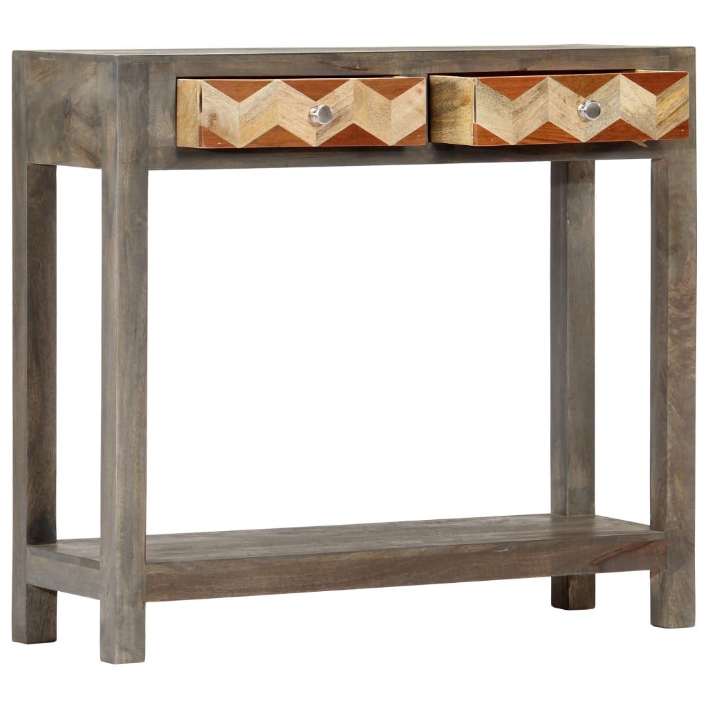 Tavolo Consolle Grigio 86x30x76 cm in Legno Massello di Mango vidaXL