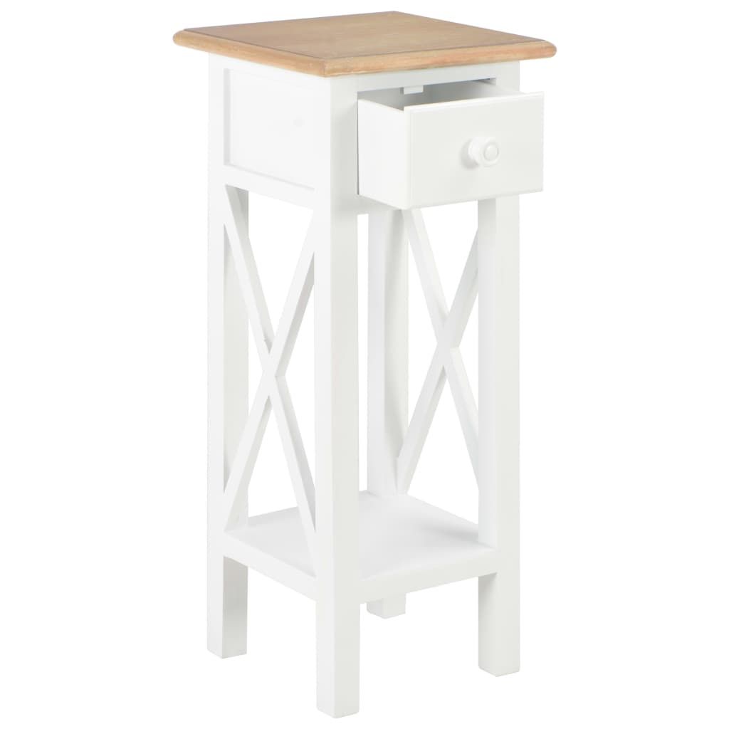 280057  Tavolino Laterale Bianco 27x27x65,5 cm in Legno vidaXL