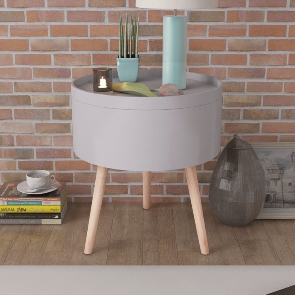 Tavolinetto con Vassoio da Portata Rotondo 39,5x44,5 cm Grigio vidaXL