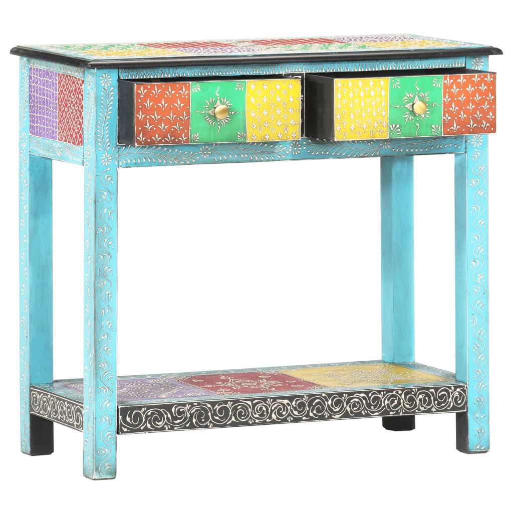 Tavolo Consolle Dipinto a Mano 80x35x75 cm in Legno di Mango vidaXL