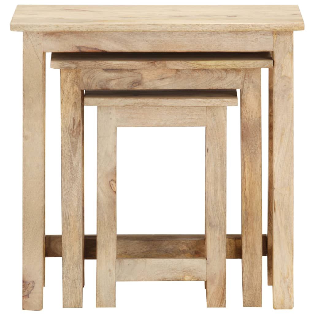 Tavolini Impilabili 3 pz in Legno Massello di Mango vidaXL