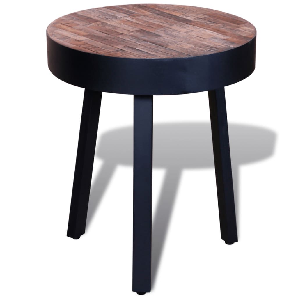 Tavolino Laterale Rotondo in Legno di Teak di Recupero vidaXL