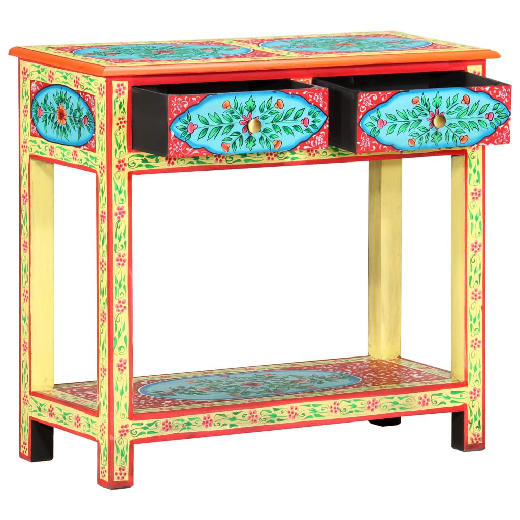 Tavolo Consolle Dipinto a Mano 80x35x75 cm in Legno di Mango vidaXL