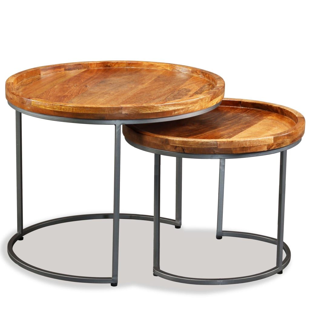 Set Tavolini da Salotto 2 pz in Legno Massello di Mango vidaXL