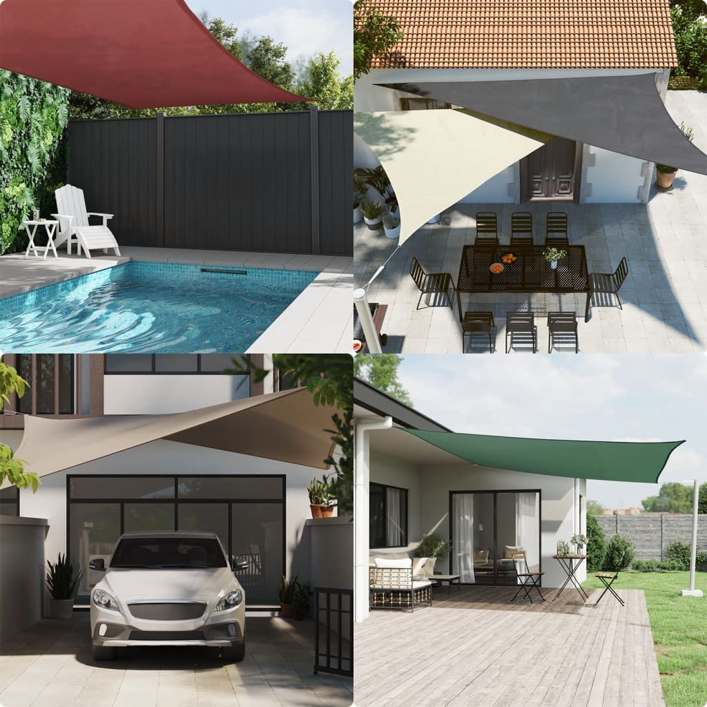 Parasole a Vela Oxford Triangolare 4x4x4 m Beige vidaXL