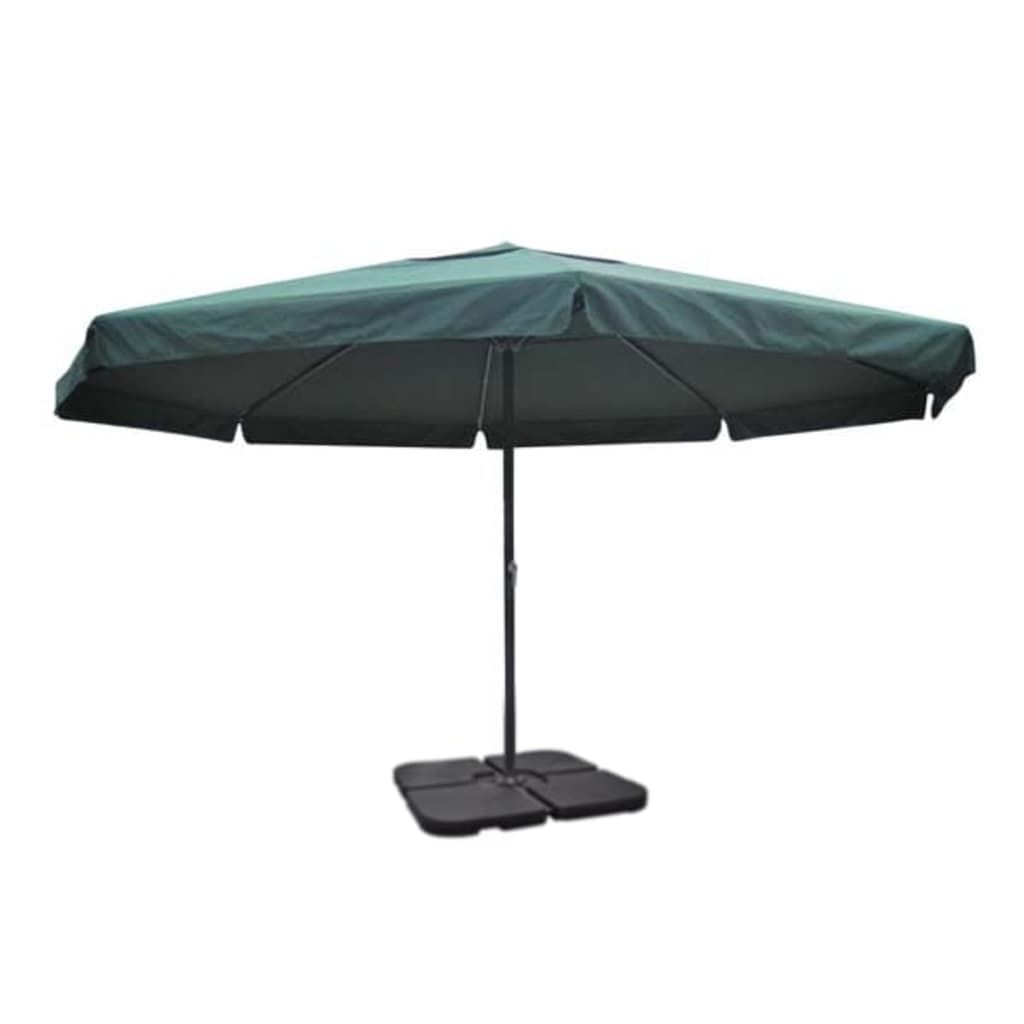 Ombrellone da Giardino in Alluminio con Base Portatile Verde vidaXL