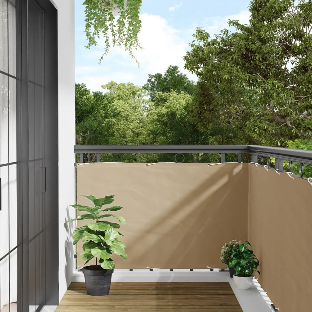 Paravento da Balcone Beige 90x500 cm in Tessuto Oxford vidaXL
