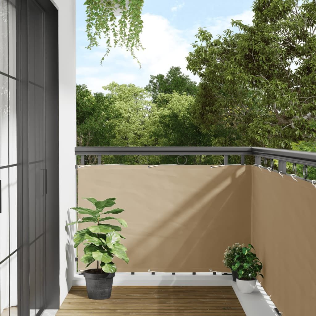 Paravento da Balcone Beige 90x300 cm in Tessuto Oxford vidaXL
