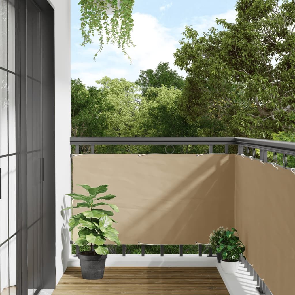 Paravento da Balcone Beige 75x300 cm in Tessuto Oxford vidaXL