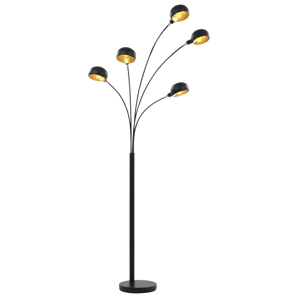 Lampada da Terra 200 cm 5 Bulbi E14 Nero e Oro vidaXL