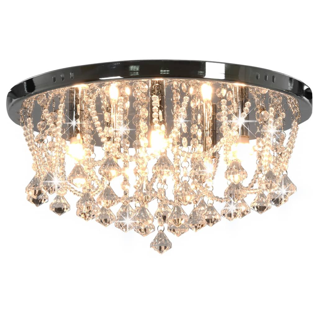 Lampadario Perle di Cristallo Argento Rotondo 4  Lampadine G9 vidaXL