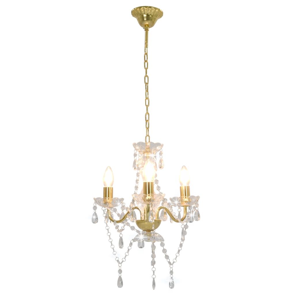 Lampadario con Perline Dorato Tondo 3  E14 vidaXL