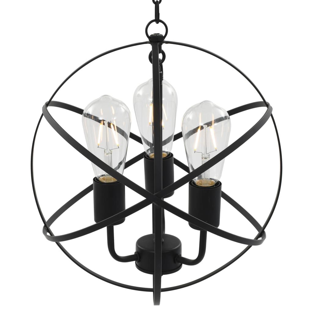Lampada Sferica a Sospensione Nera 3 Lampadine E27 vidaXL