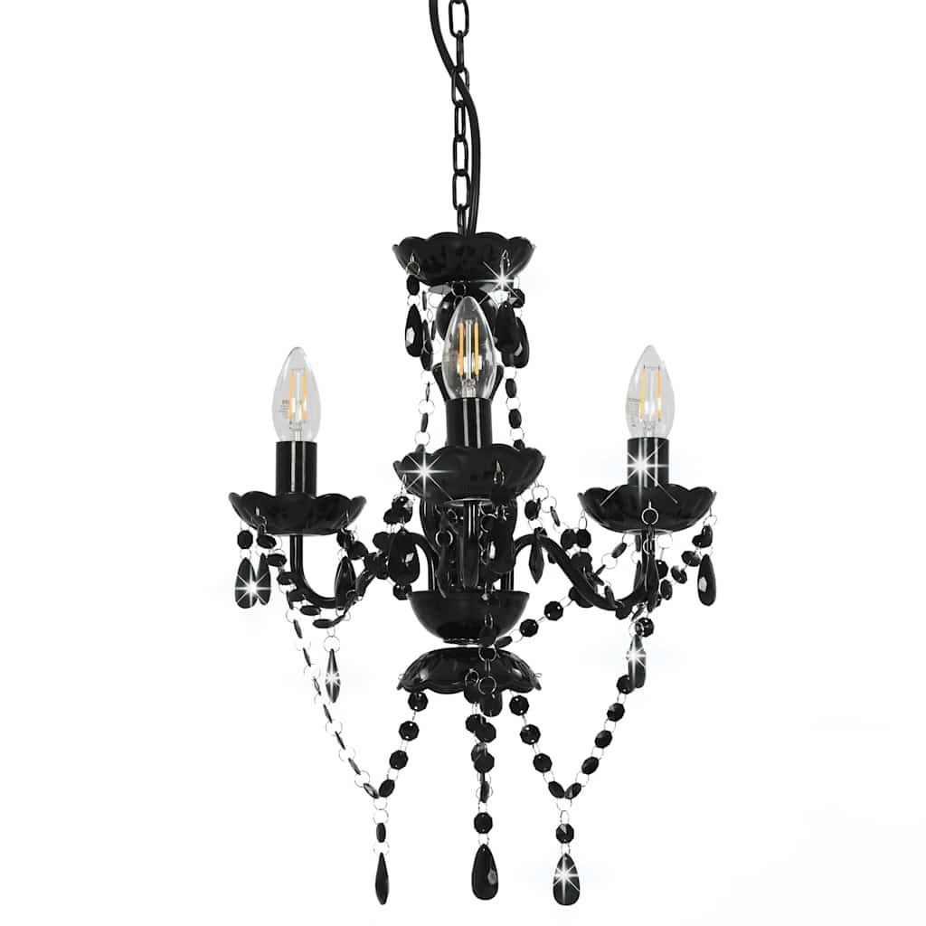 Lampadario con Perline Nero Tondo 3 E14 vidaXL