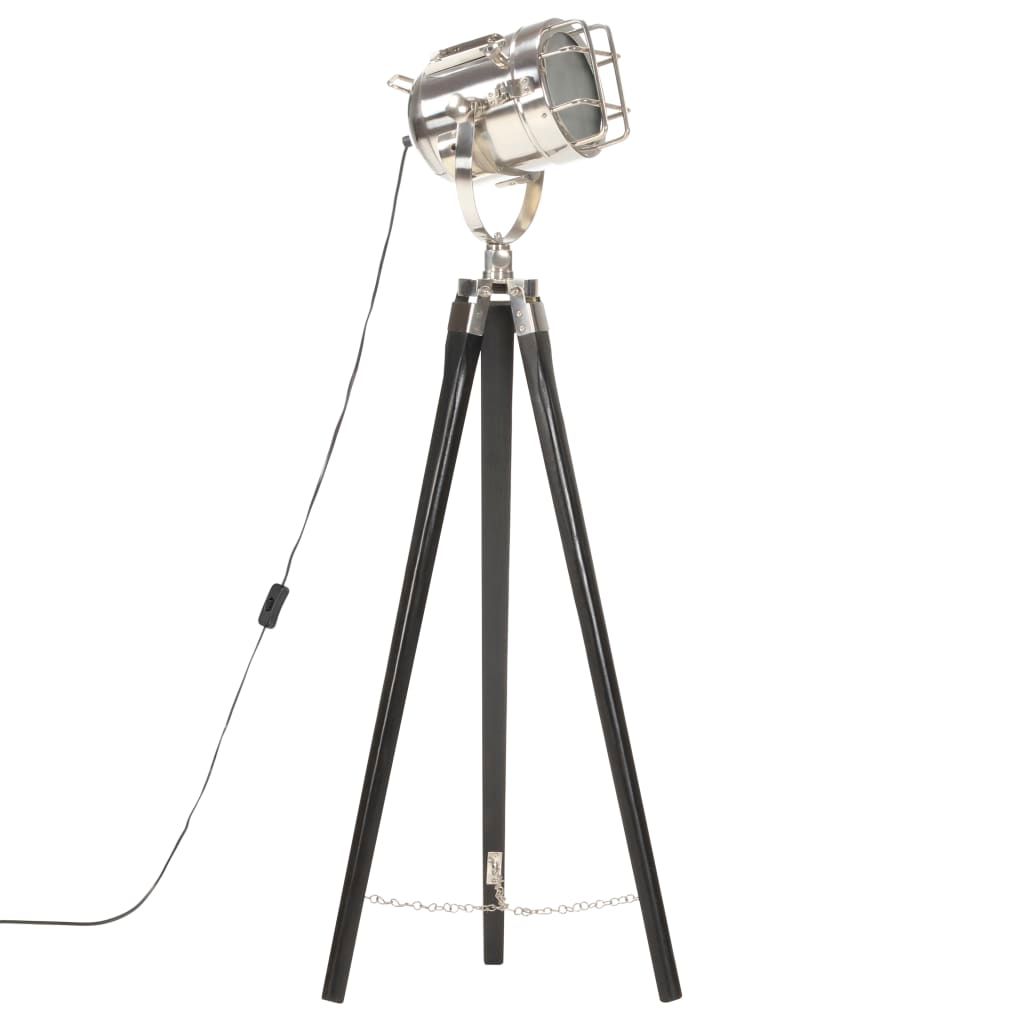 Lampada a Treppiede a Pavimento Nera in Legno di Mango 97 cm vidaXL