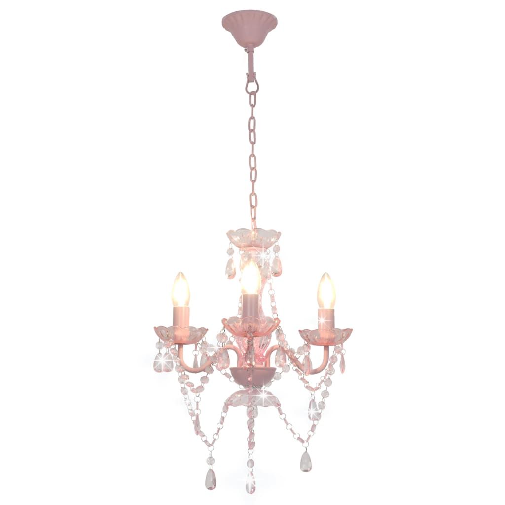 Lampadario con Perline Rosa Tondo 3 E14 vidaXL