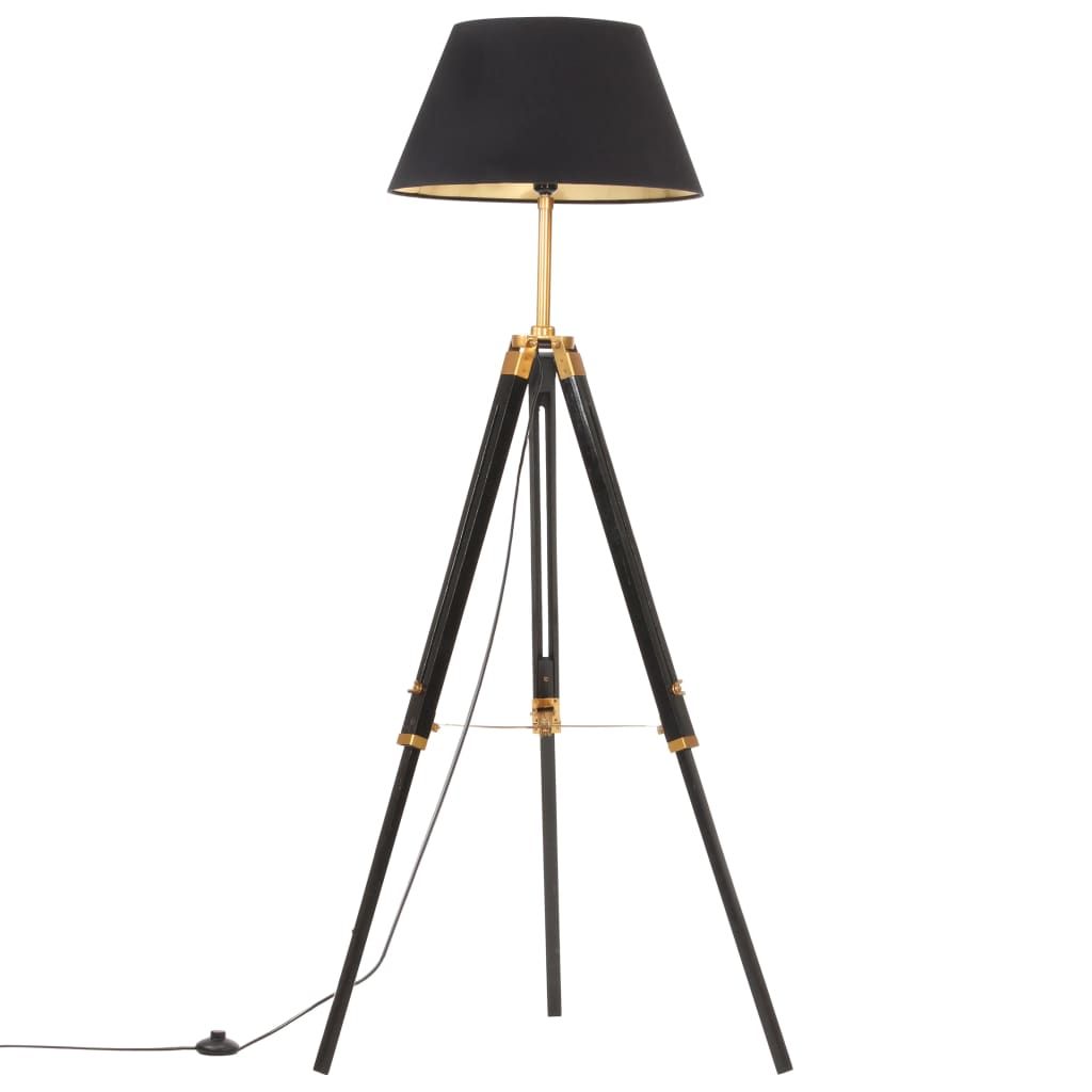 Lampada a Treppiede Nero e Oro in Massello di Teak 141 cm vidaXL