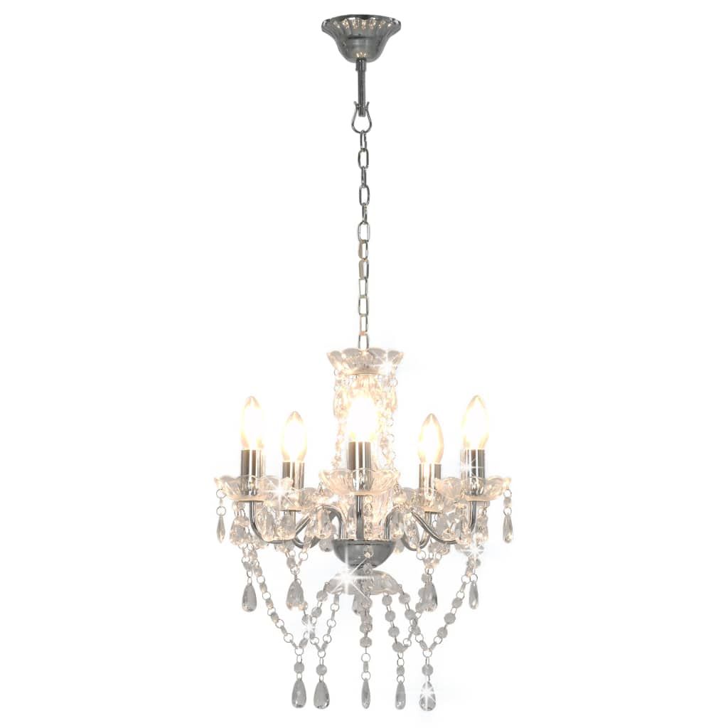 Lampadario con Perline di Cristallo Argento Tondo 5 E14 vidaXL