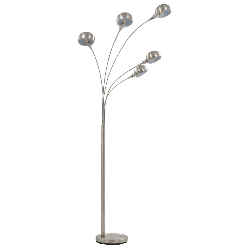 Lampada da Terra 200 cm 5 Bulbi E14 Argento vidaXL