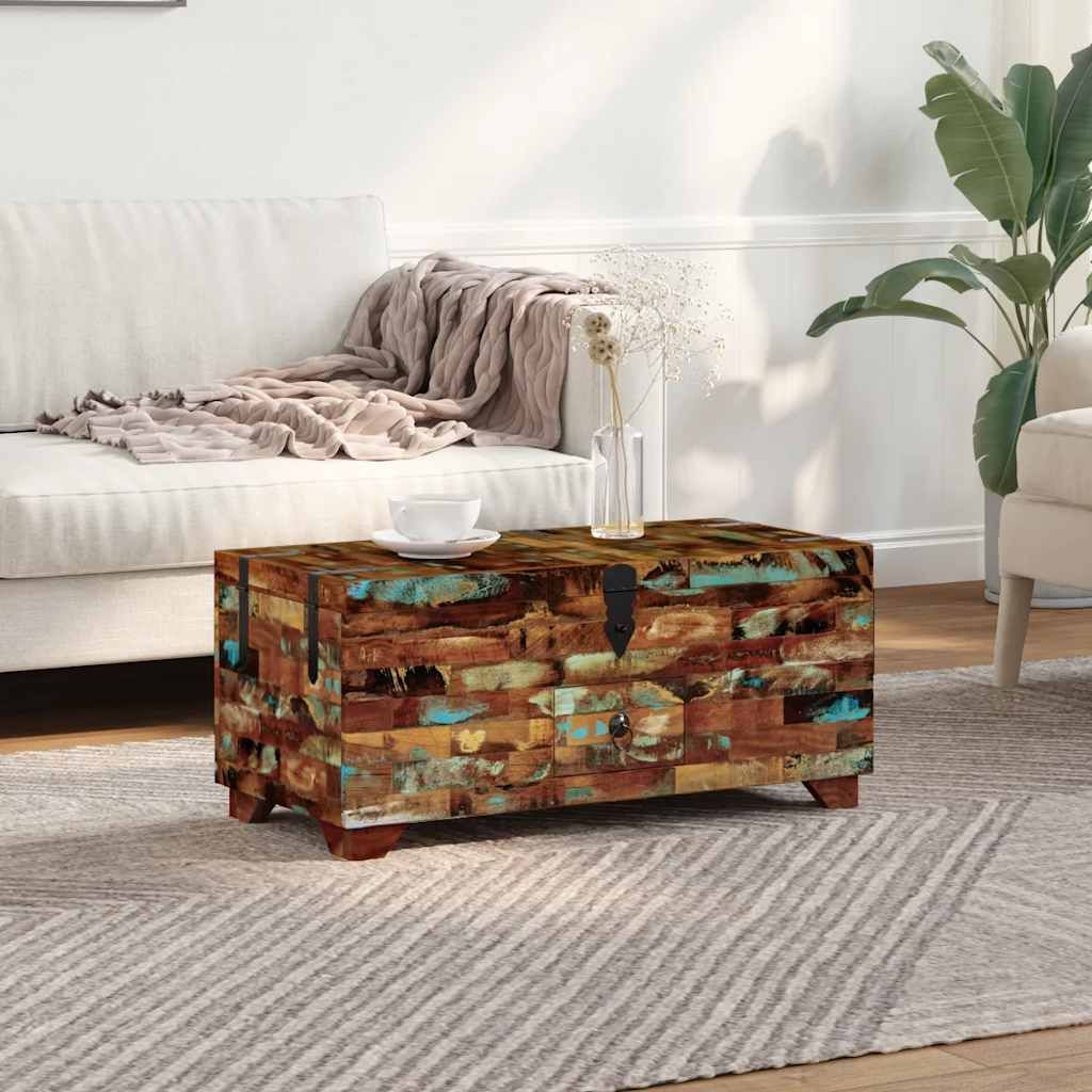 Tavolino da Caffè Baule Legno Massello di Recupero 80x40x35 cm vidaXL
