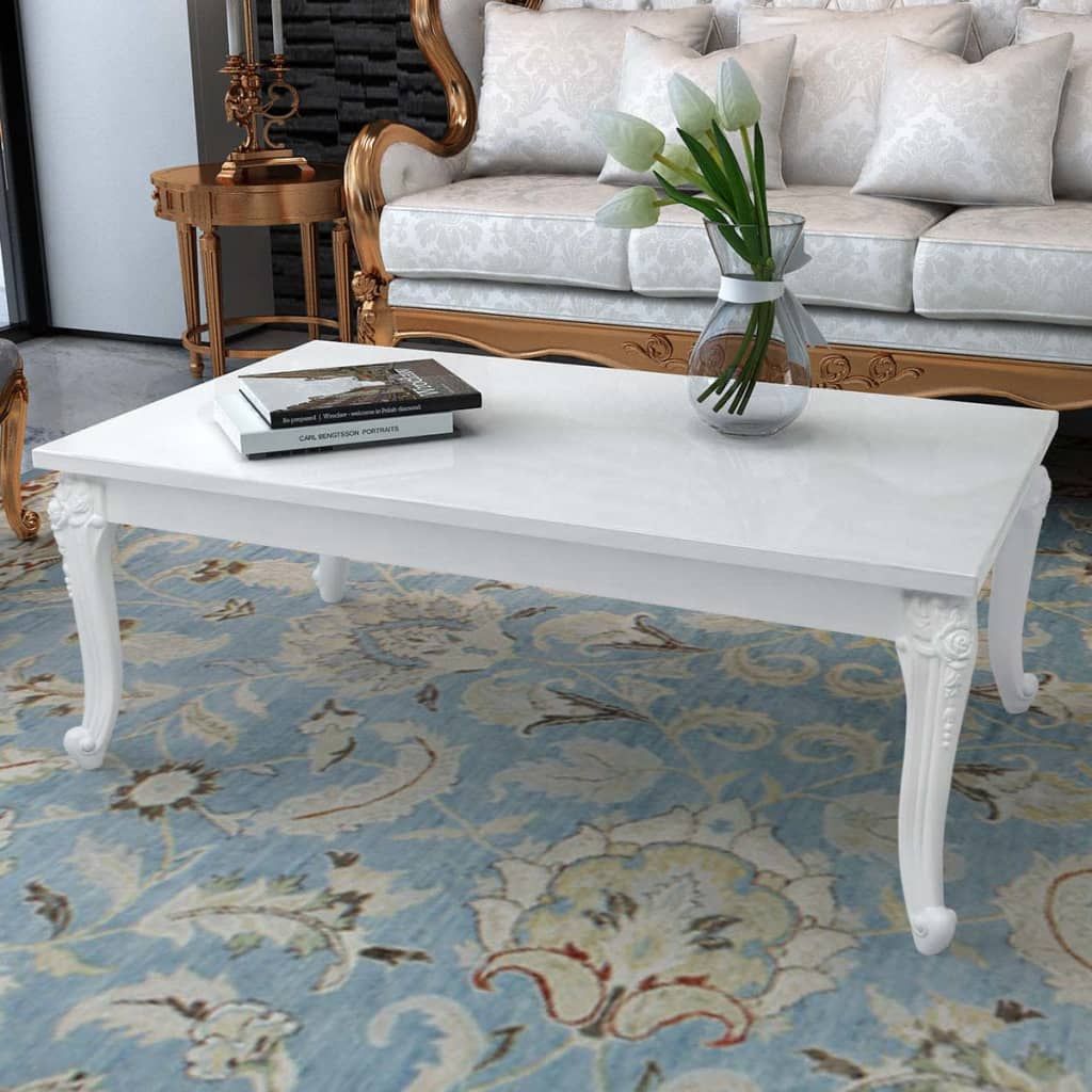 Tavolino da Salotto 115x65x42 cm Bianco Lucido vidaXL