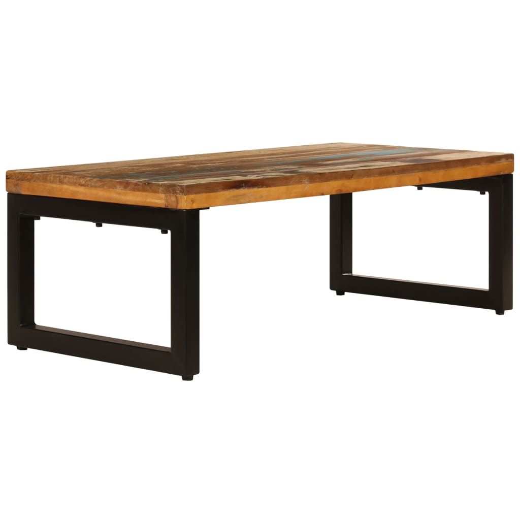 Tavolino da Salotto 100x50x35 cm Massello di Recupero e Acciaio vidaXL