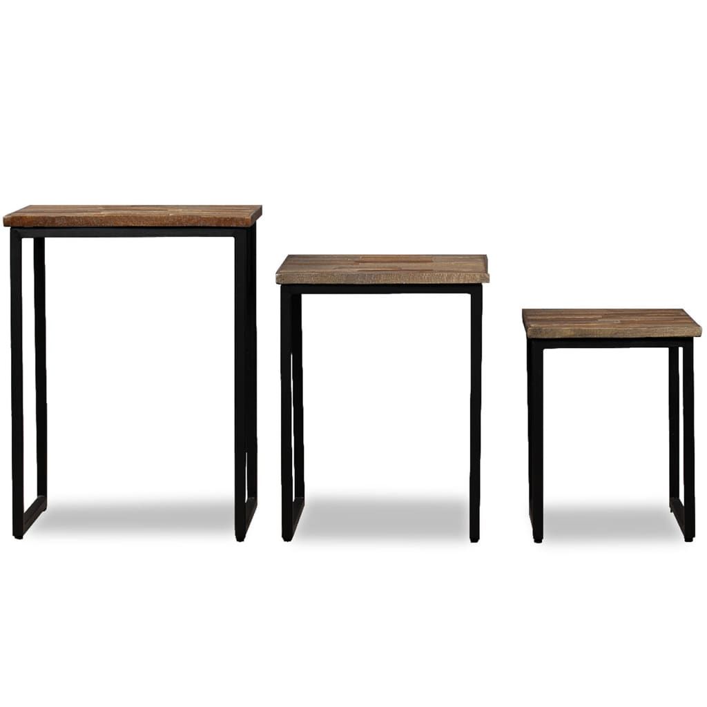 Set Tavolini a Incastro 3 pz in Teak Massello di Recupero vidaXL