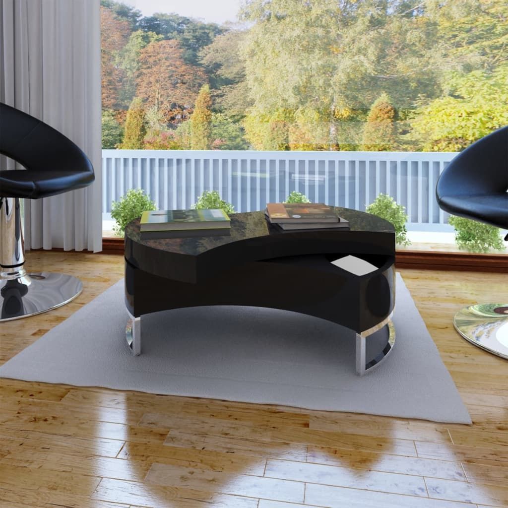 Tavolino da Salotto Forma Regolabile Nero Lucido vidaXL