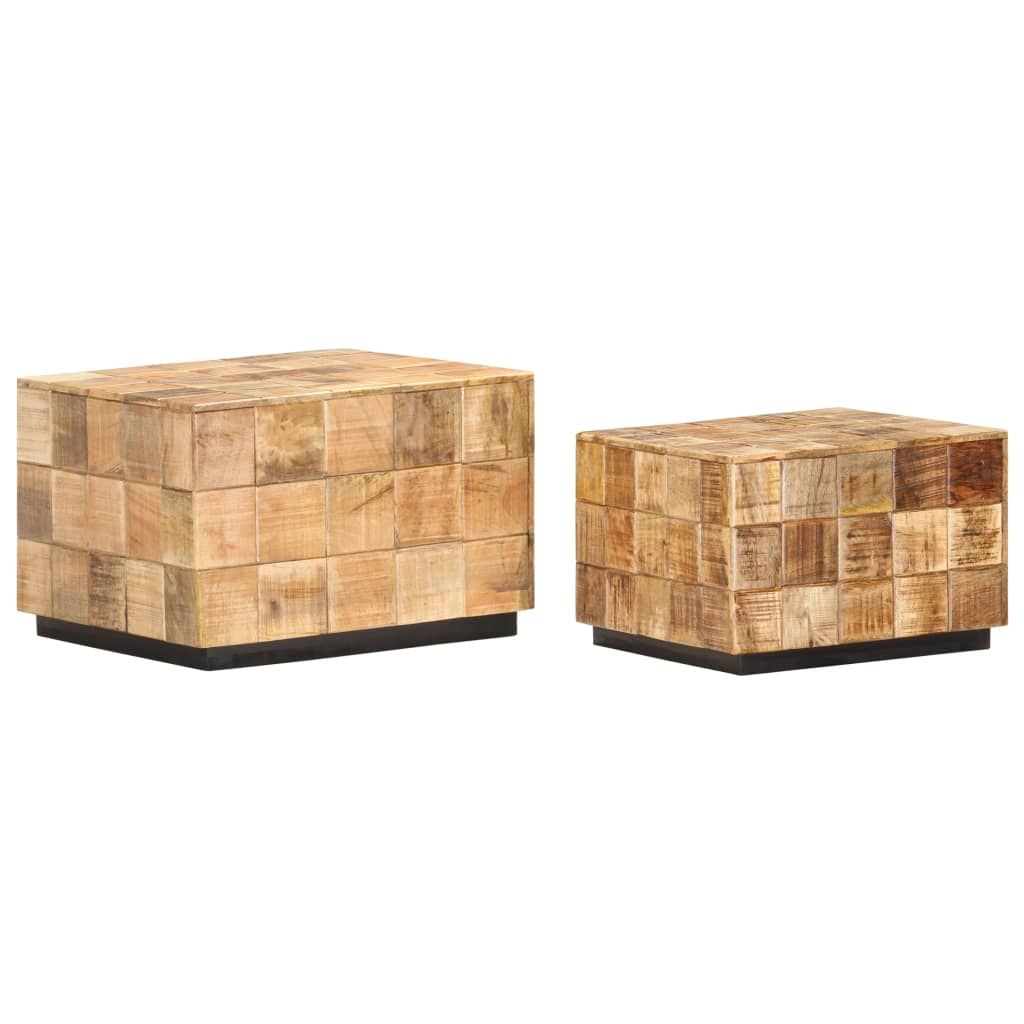 Tavolini da Salotto 2 pz a Blocchi Legno di Mango Grezzo vidaXL