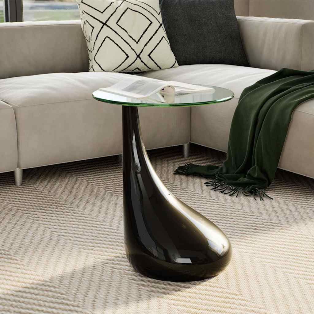 Tavolino da Salotto con Ripiano Rotondo in Vetro Nero Lucido vidaXL