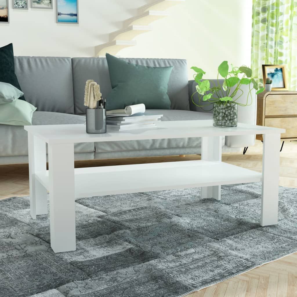 Tavolino da Salotto in Legno Multistrato 100x59x42 cm Bianco vidaXL