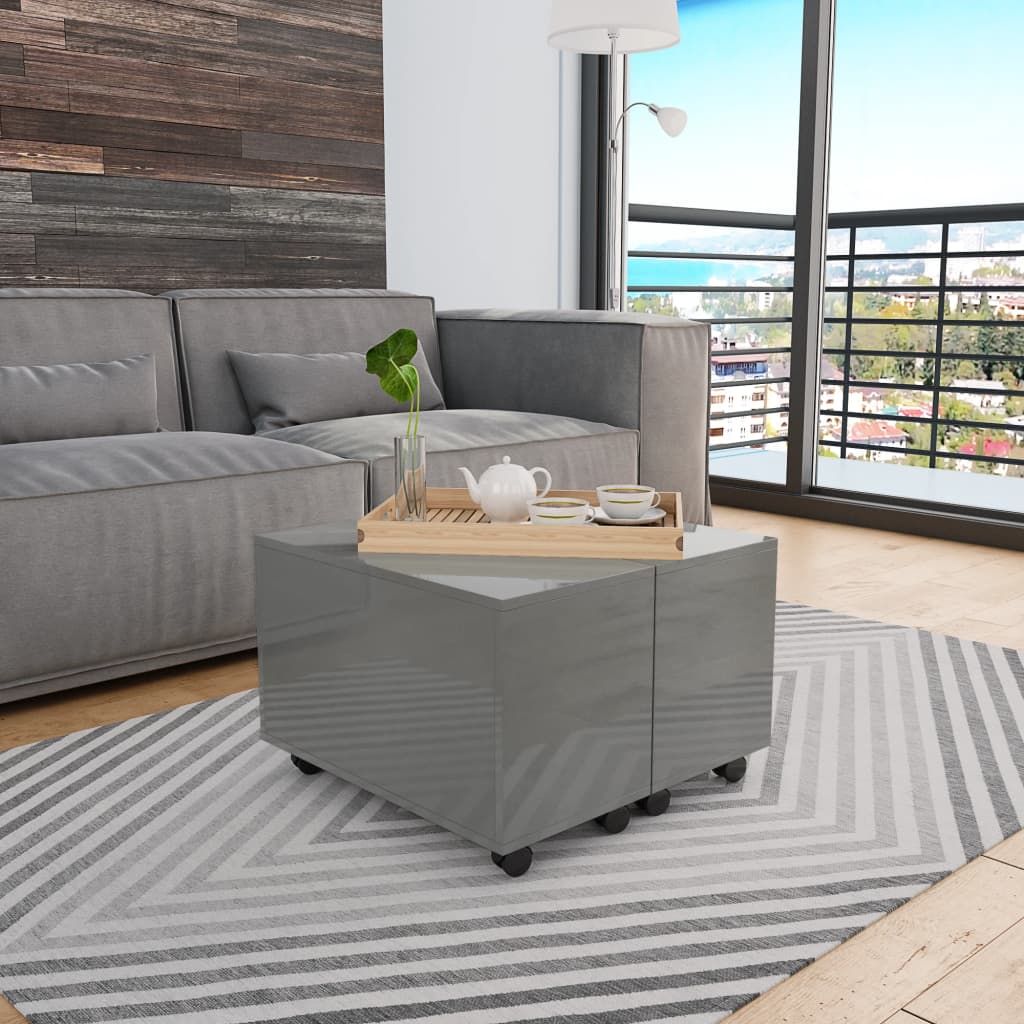Tavolino da Salotto Grigio Lucido 60x60x35 cm Legno Multistrato vidaXL