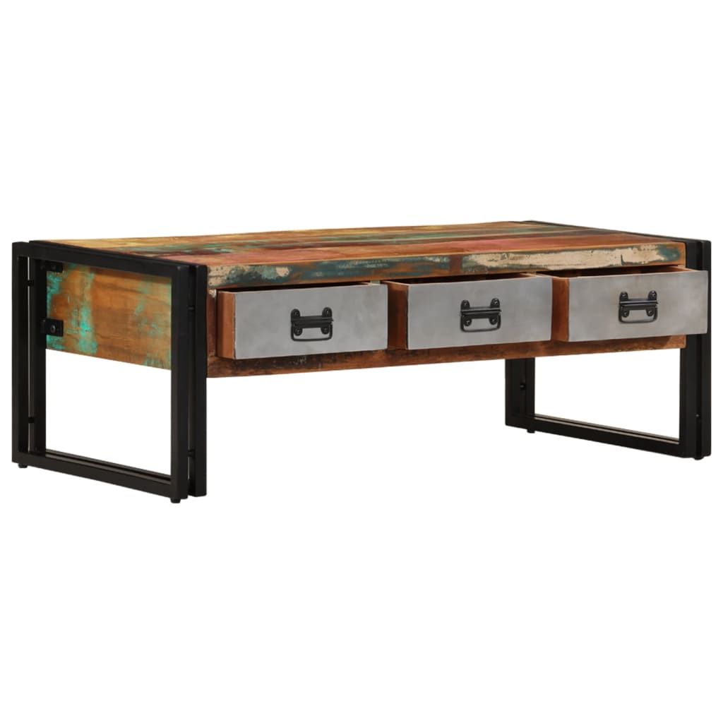 Tavolino con 3 Cassetti in Massello Recuperato 100x50x35cm vidaXL