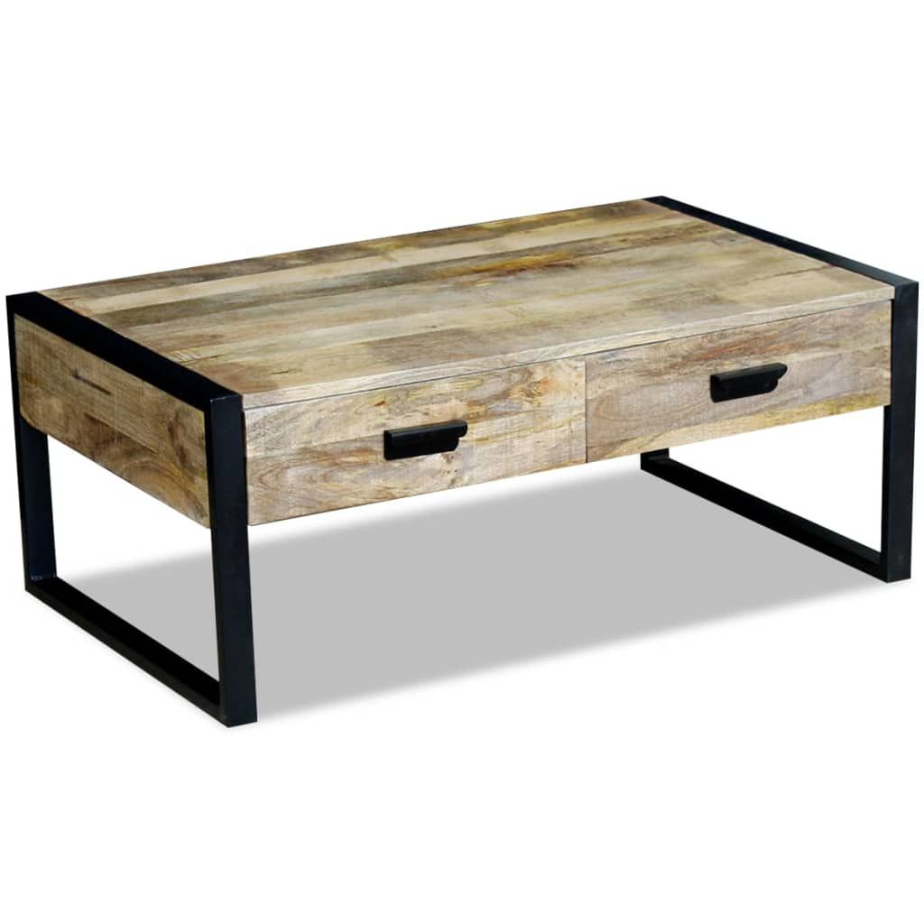 Tavolino da Salotto 2 Cassetti in Massello di Mango 100x60x40cm vidaXL