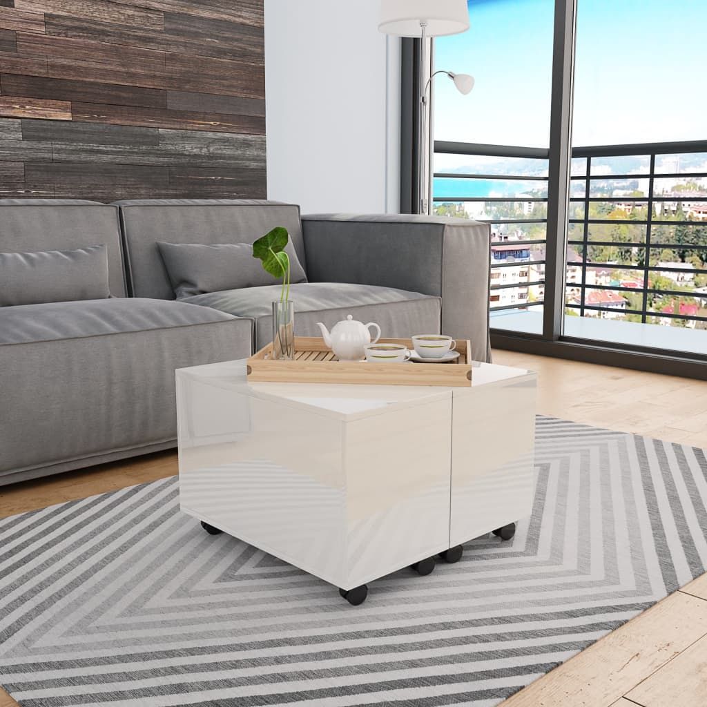 Tavolino da Salotto Bianco Lucido 60x60x35 cm Legno Multistrato vidaXL