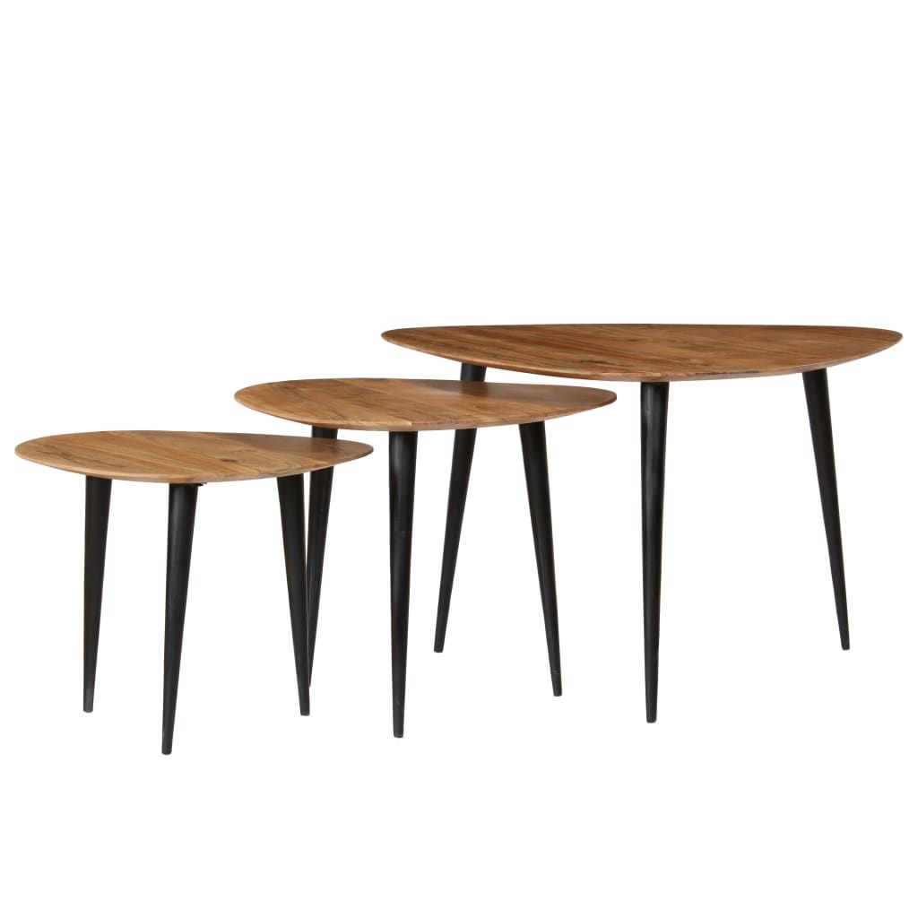 Set Tavolini da Salotto 3 pz in Legno Massello d'Acacia vidaXL