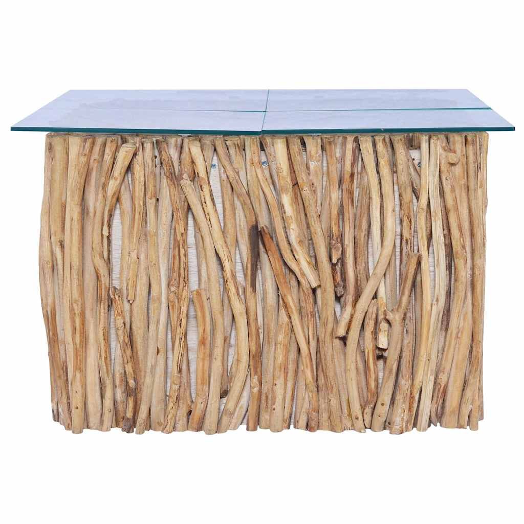 Tavolino da Salotto Ripiano in Vetro 66x66x40 cm Legno di Teak vidaXL