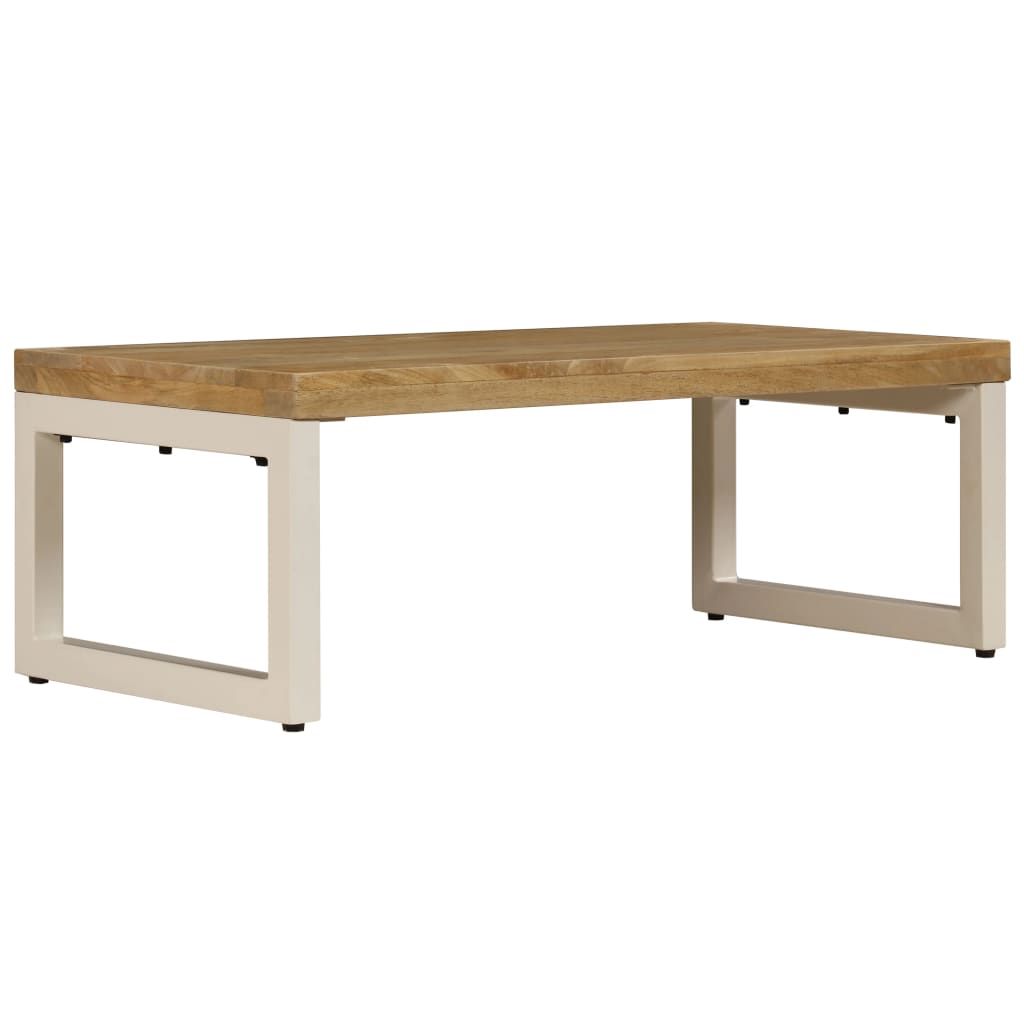Tavolino da Salotto 100x50x35 cm Legno Massello Mango e Acciaio vidaXL