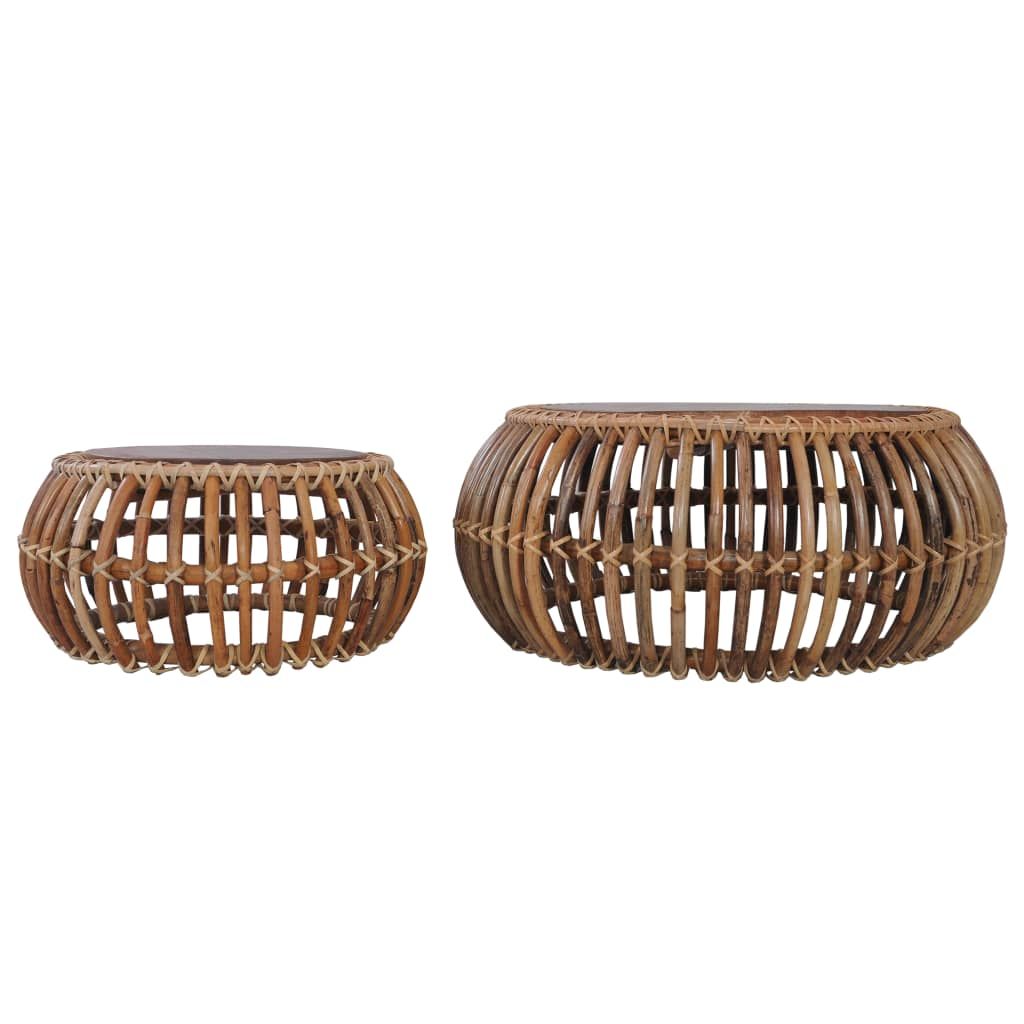 Tavolini da Salotto 2 pz in Rattan Naturale vidaXL
