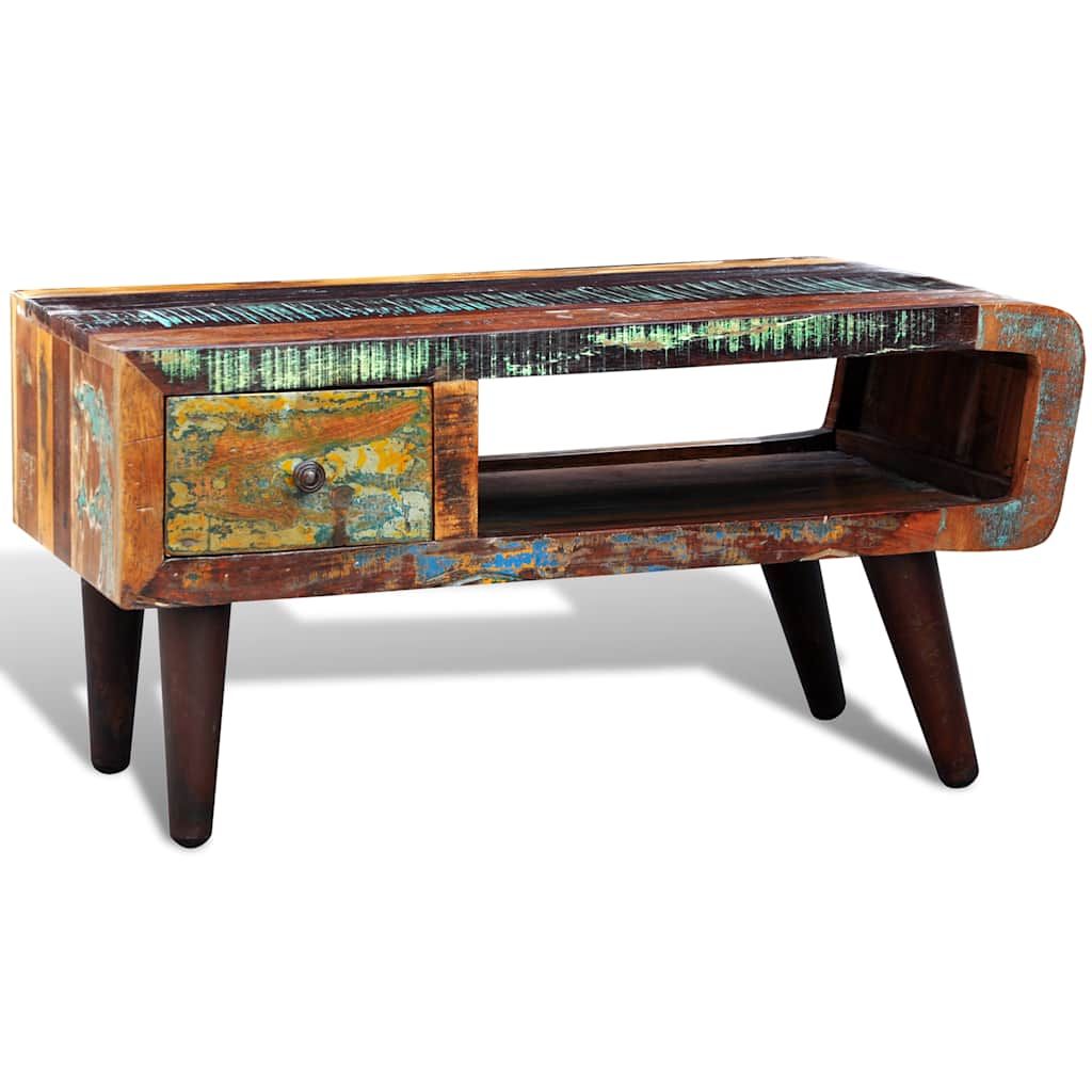 Tavolino con Bordo Curvo 1 Cassetto Legno di Recupero vidaXL