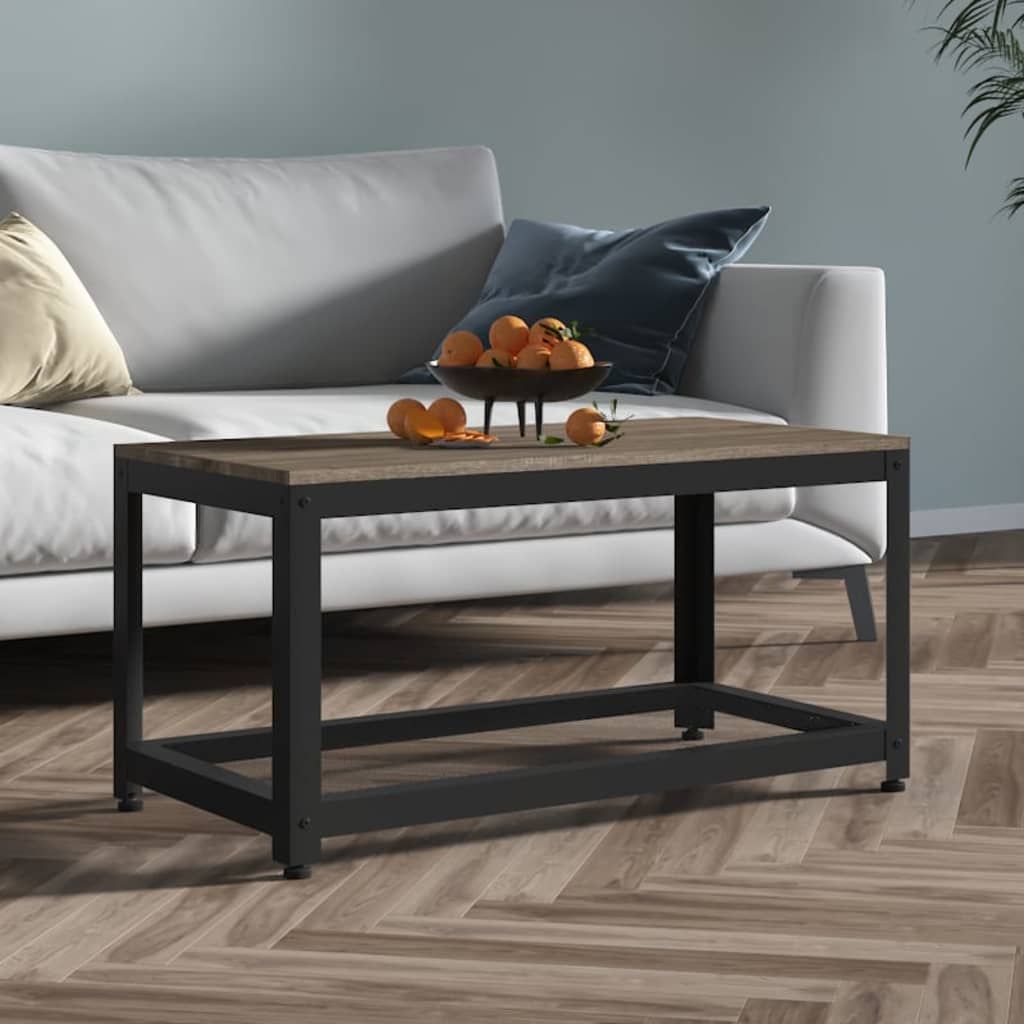 Tavolino da Salotto Grigio e Nero 90x45x45 cm in MDF e Ferro vidaXL