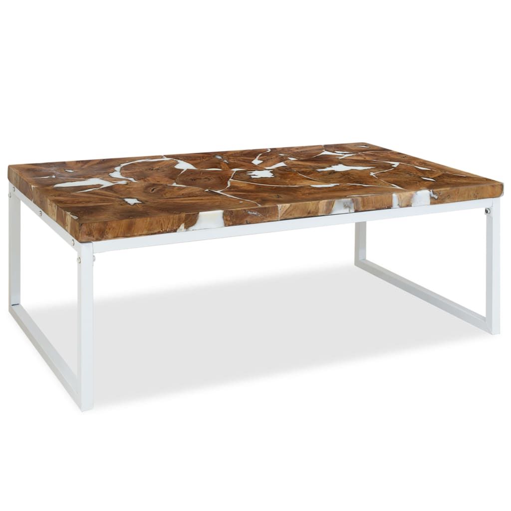 Tavolino da Salotto in Legno di Teak e Resina 110x60x40 cm vidaXL