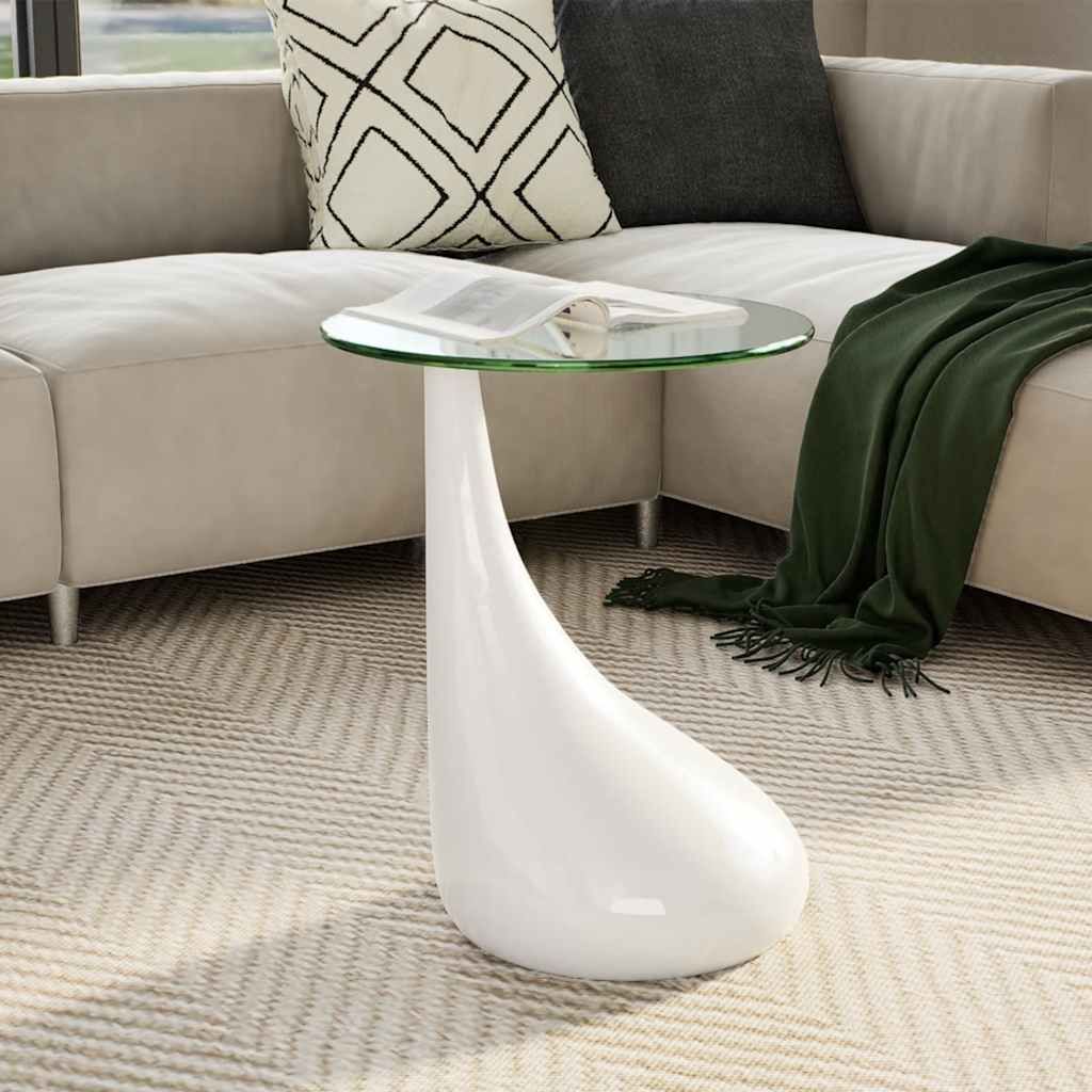 Tavolino da Salotto con Ripiano Ovale in Vetro Bianco Lucido vidaXL