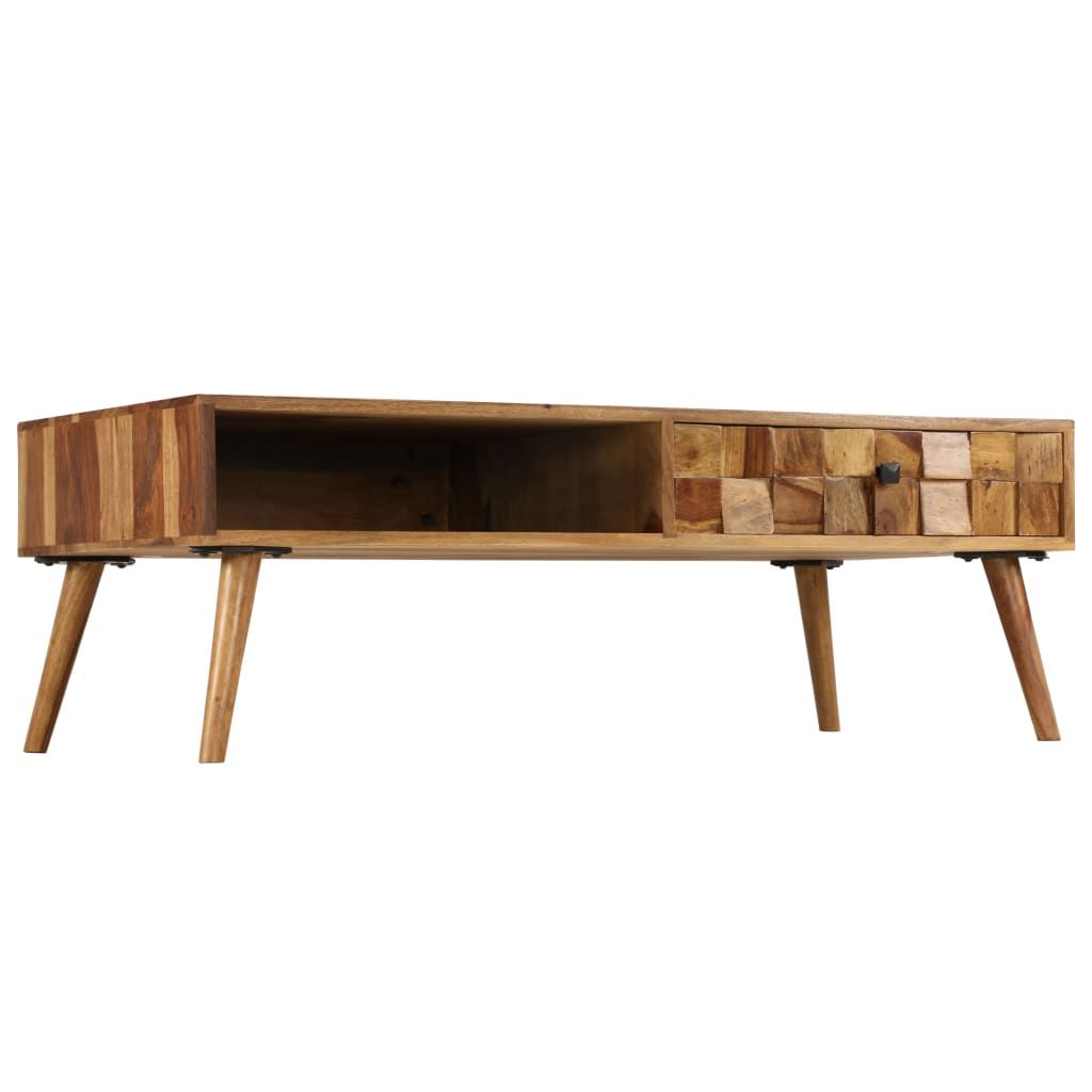 Tavolino da Caffè Legno Massello con Finitura Ambra 110x50x37cm vidaXL