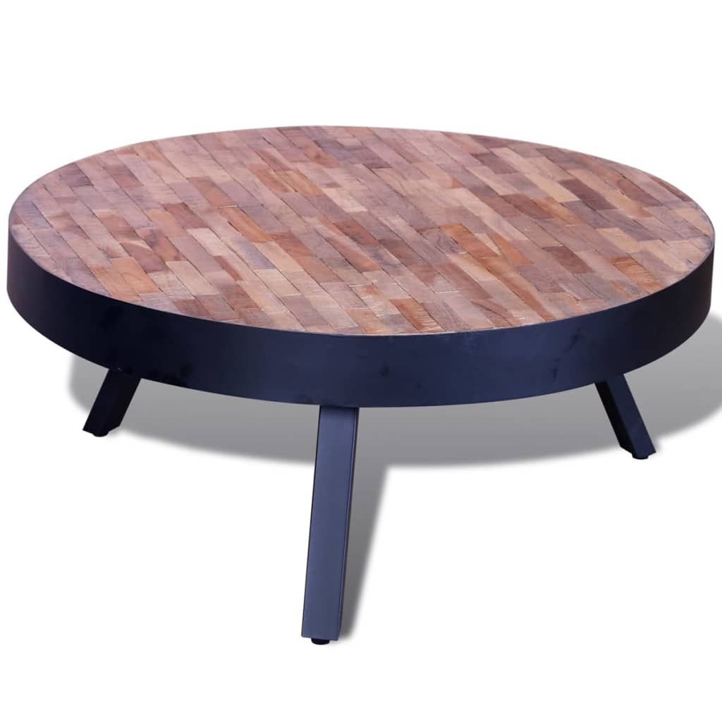 Tavolino da Salotto Rotondo in Legno di Recupero di Teak vidaXL