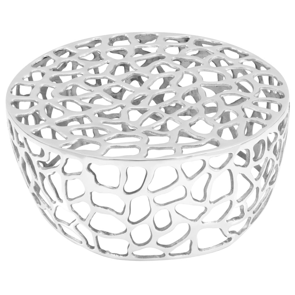 Tavolino da Salotto in Alluminio Martellato 70x30 cm Argento vidaXL